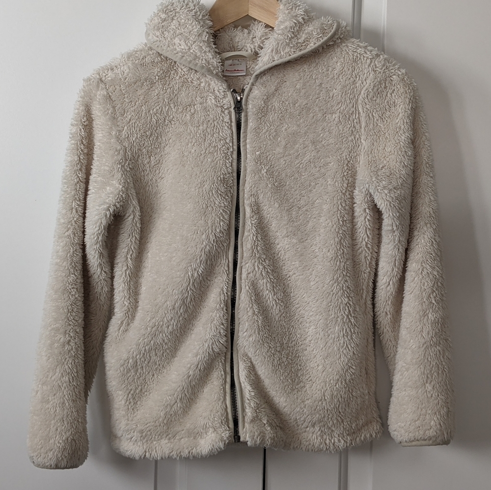 Hanna Andersson Cream Zip-up Sherpa Hoodie Sz 10
